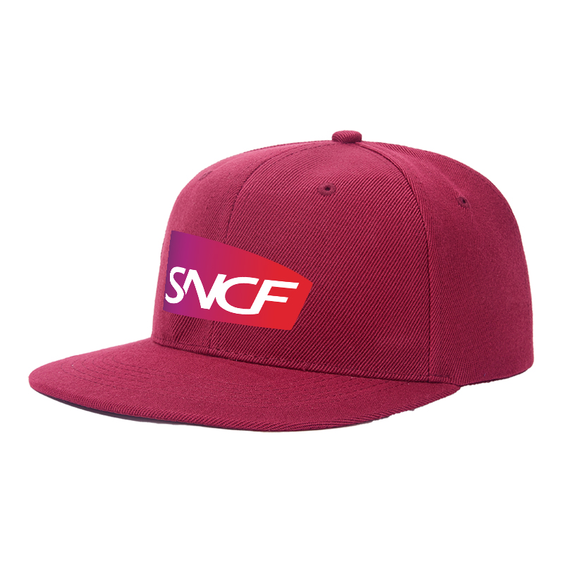 Flat Brim Baseball Cap SNCF Logo Print Streetwear Underground Skate Style for Basketball Court Skate Park Urban Riders and Hip Hop Artists