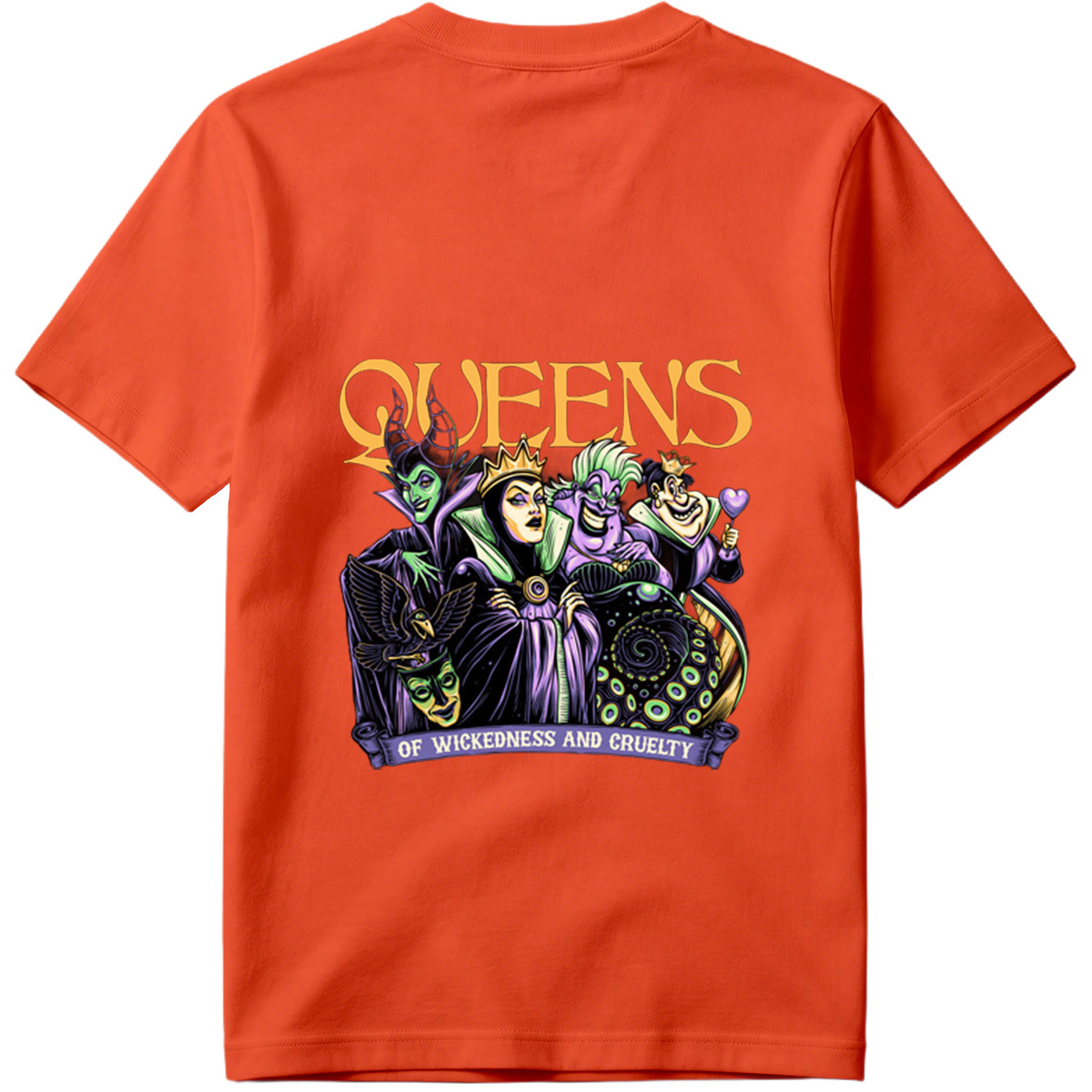 Queens of Wickedness and Cruelty: Maleficent, Evil Queen, Ursula, and Queen of Hearts - Tee