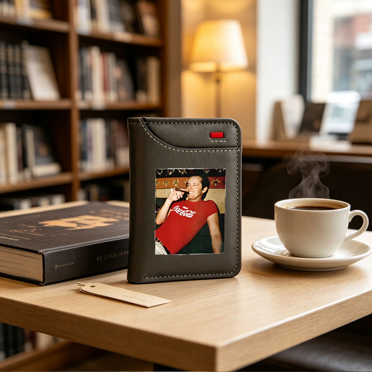 Jack Nicholson in Red Coca-Cola Shirt with Cigar - Vertical Style Wallet