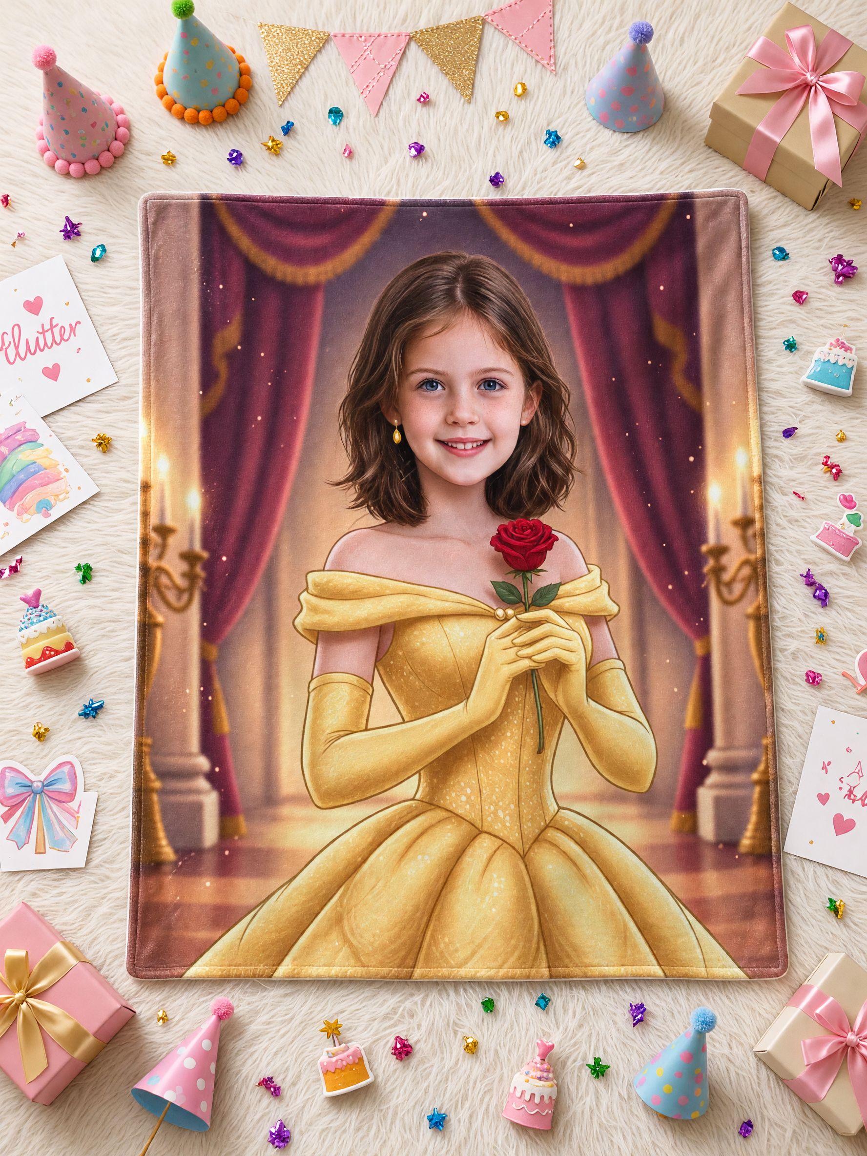 Personalized Princess Photo Blanket Custom Face Flannel Throw Cozy Birthday Keepsake Gift for Daughter