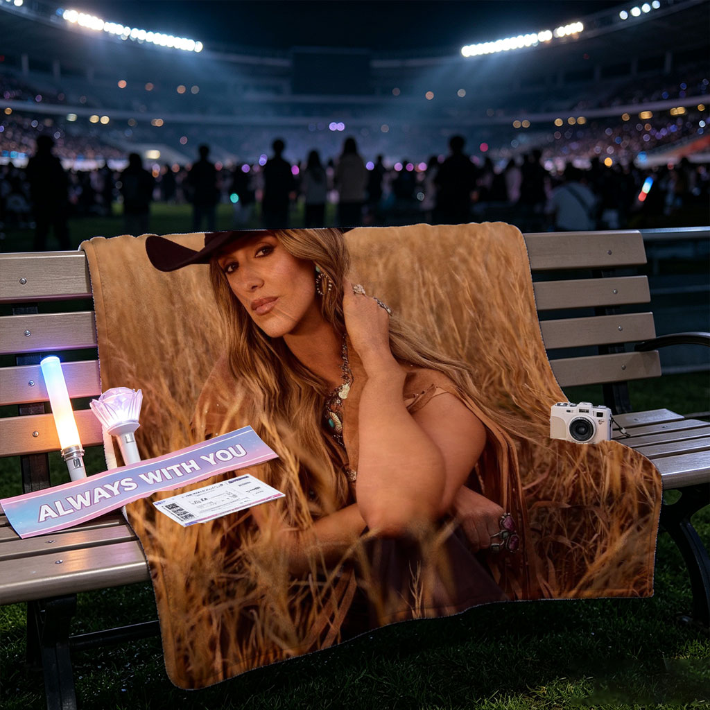 Paris Hilton in a Field of Golden Grass Wearing a Black Cowboy Hat and Boho Outfit - Blankets