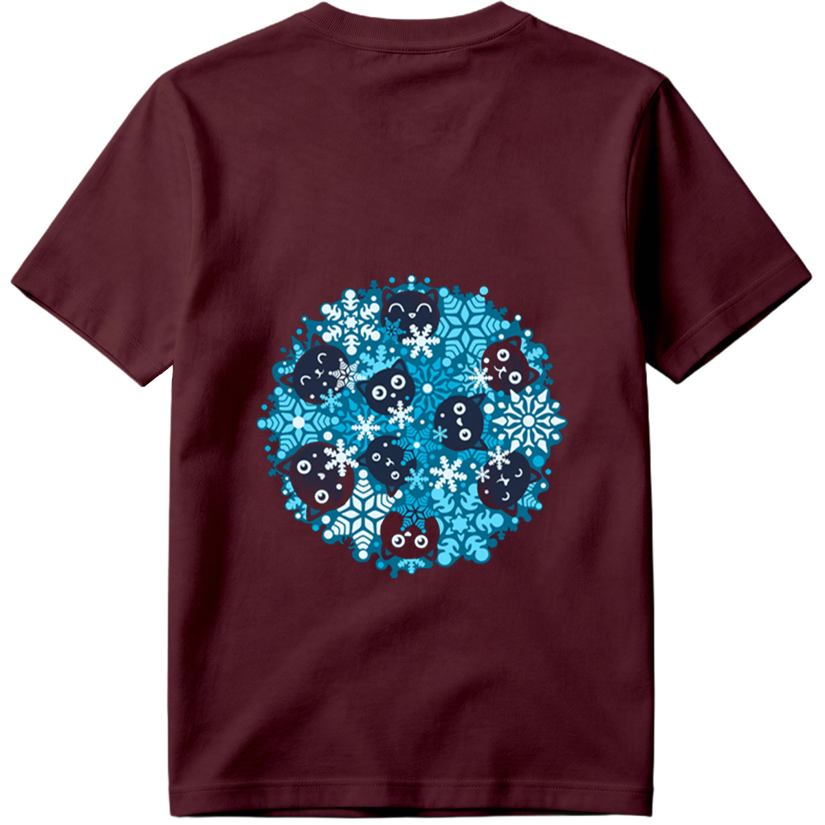 Black Cats and Snowflakes Winter Pattern - Tee