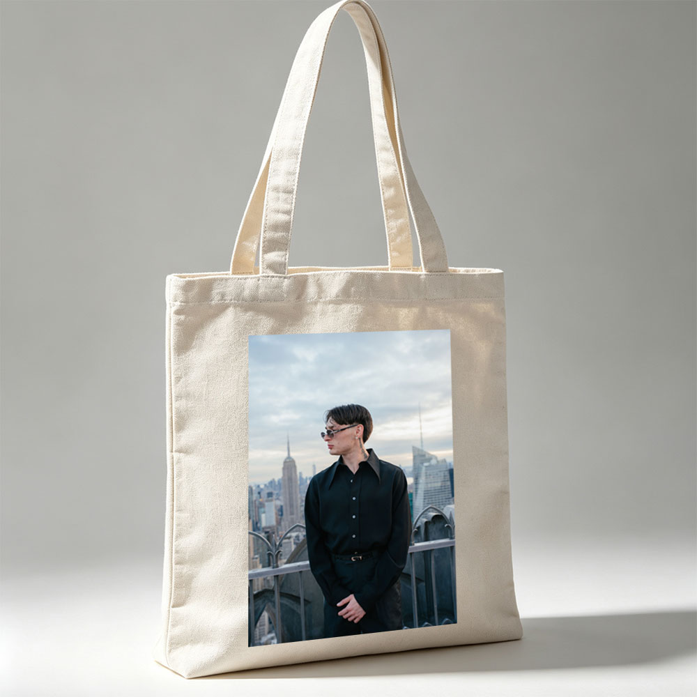 Karl Lagerfeld in New York City Skyline Fashion Portrait - Canvas tote bags