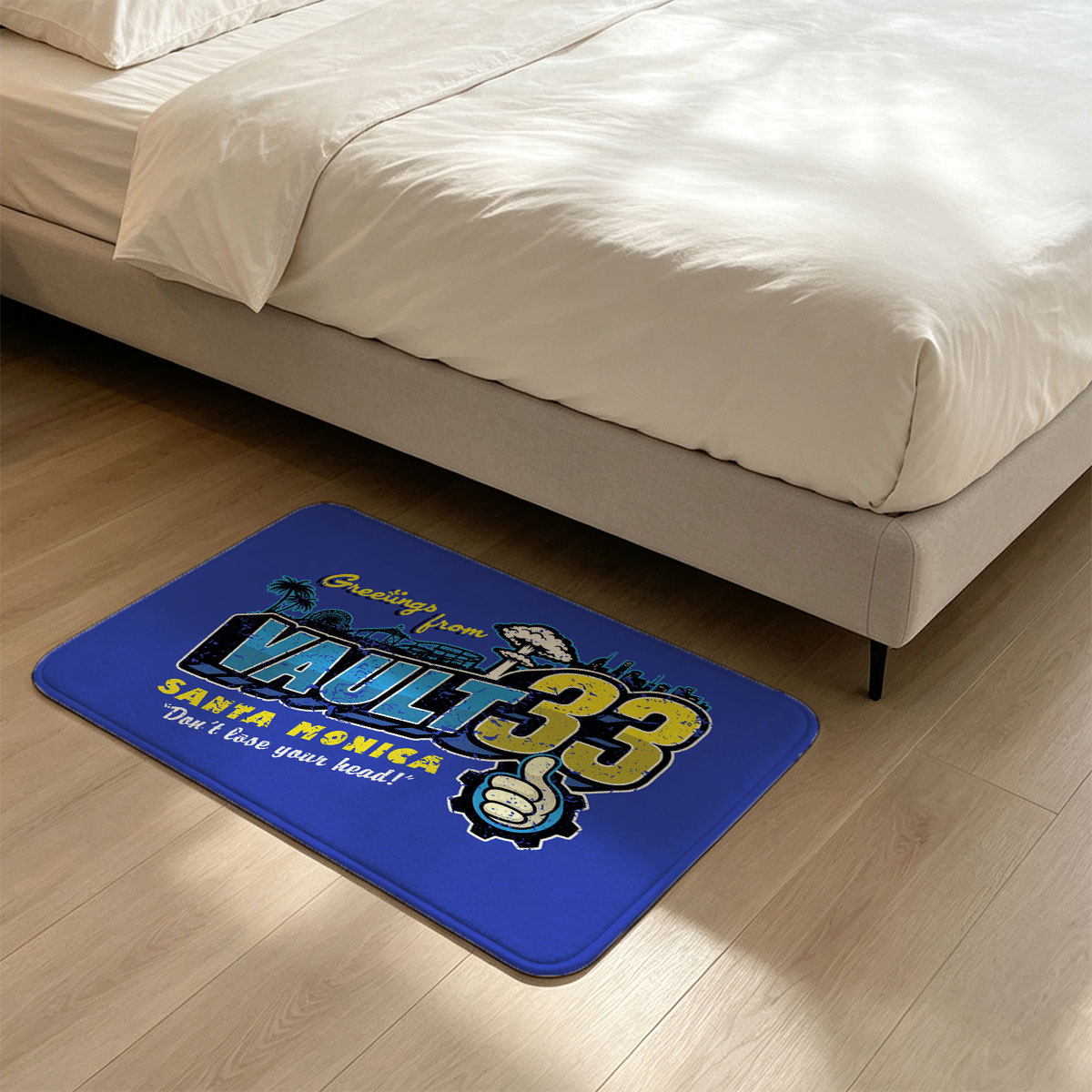 Greetings from Vault 33 Santa Monica - Don't Lose Your Head! - Flannel floor mat
