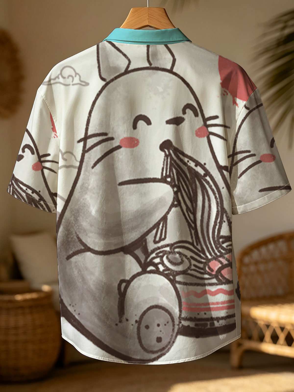 Totoro Enjoying Ramen Under a Red Moon -  Shirt