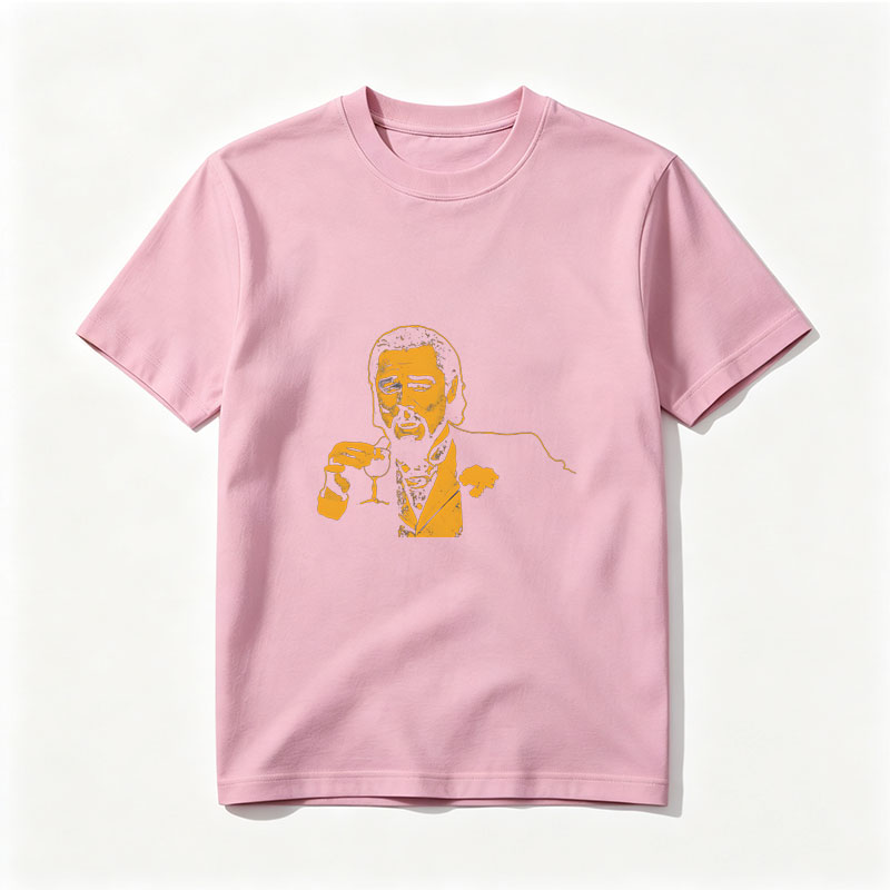 Liam Neeson as a suave gentleman holding a wine glass, stylized in bold yellow and black. - Tee
