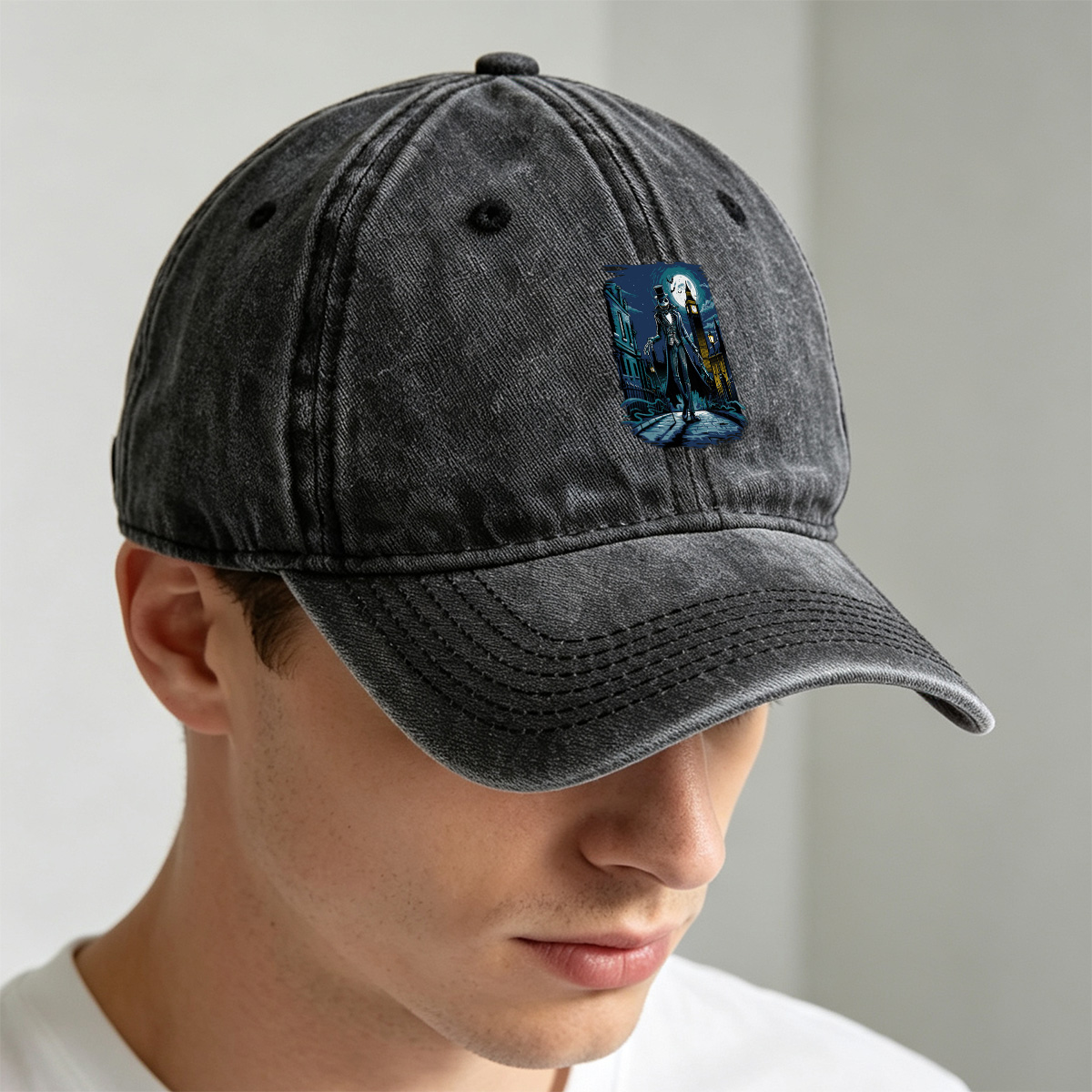 Jack Skellington in London - Washed Denim - Baseball Cap