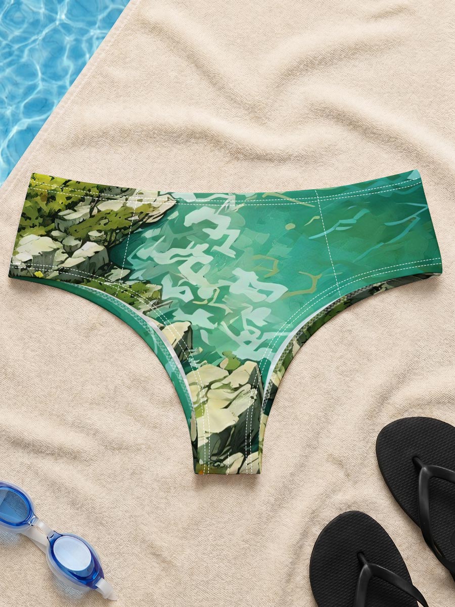 Crystal Clear River Winding Through Rocky Landscape -  Men's swim trunks
