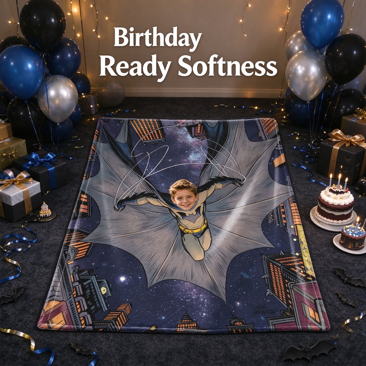 Custom Superhero Face Photo Blanket, Personalized Soft Flannel Throw, Comic Flying Hero Couch Wrap, Unique Memory Gift
