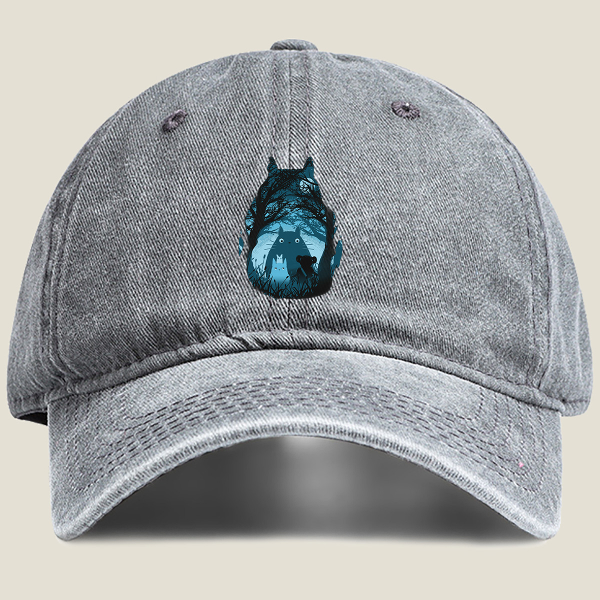 Totoro and Friends in the Moonlit Forest - Washed Denim - Baseball Cap
