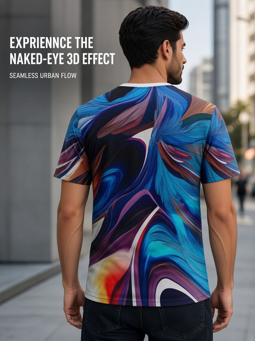 Samurai Mask 3D Optical Illusion Graphic Tee Breathable Athletic Mesh T-Shirt Casual and Sports Wear