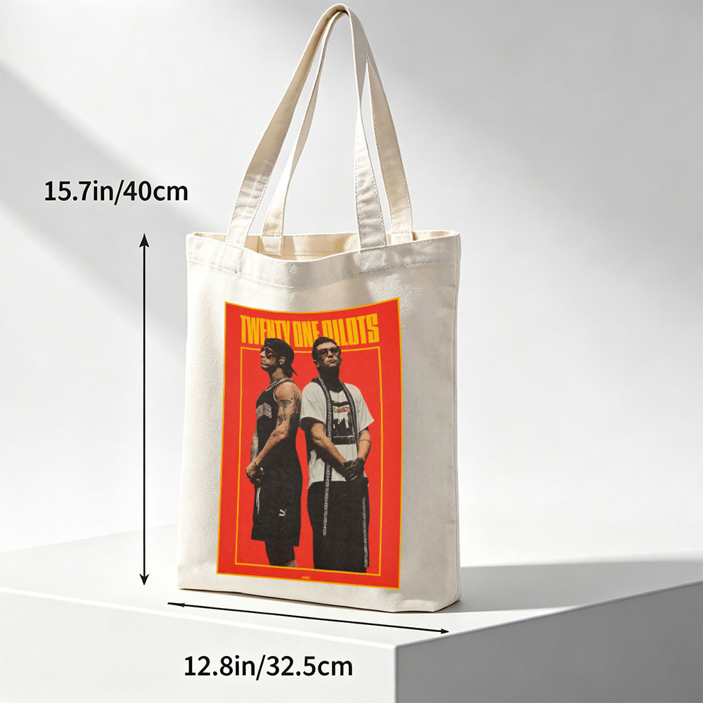 Twenty One Pilots Standing Back to Back in Bold Red Poster Art - Canvas tote bags