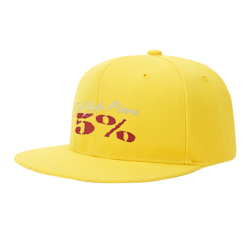 Flat Brim Baseball Cap Rich Piana 5% Logo Print Streetwear Underground Skate Style for Basketball Court Skate Park Urban Athletes and Rap Artists