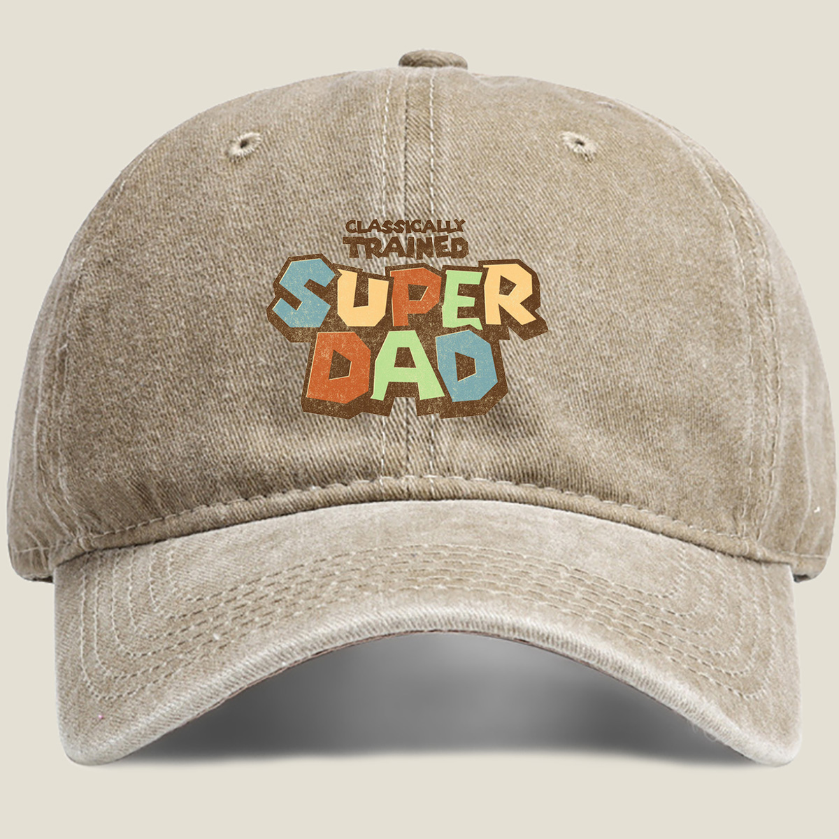 Classically Trained Super Dad - Washed Denim - Baseball Cap
