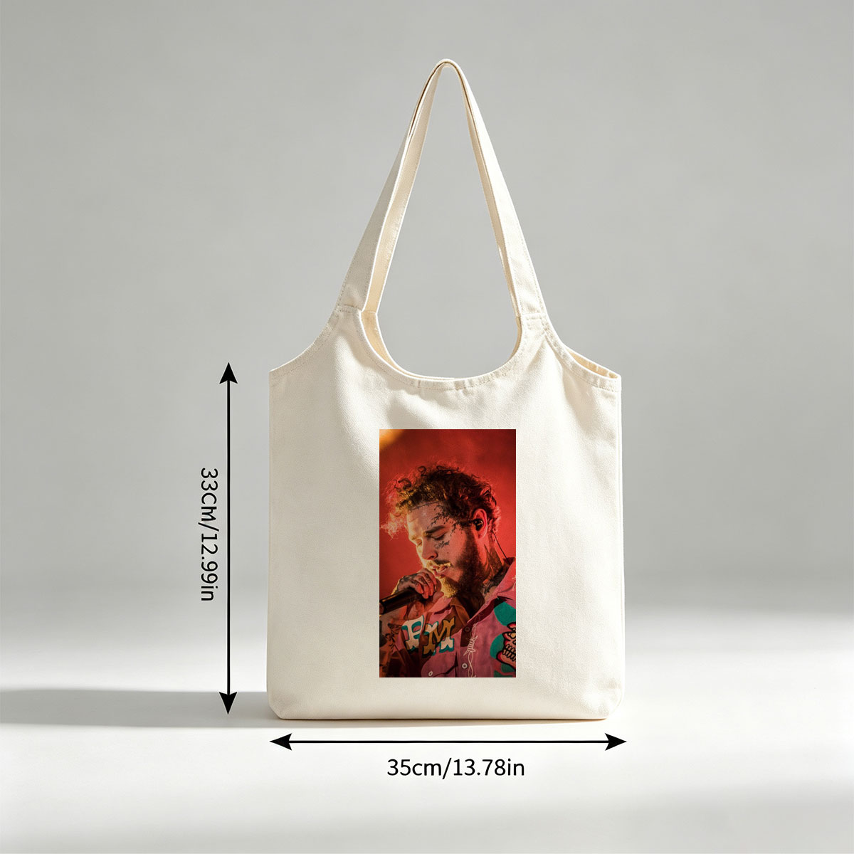 Post Malone Performing Live on Stage with Microphone in Hand - Canvas shoulder bags/