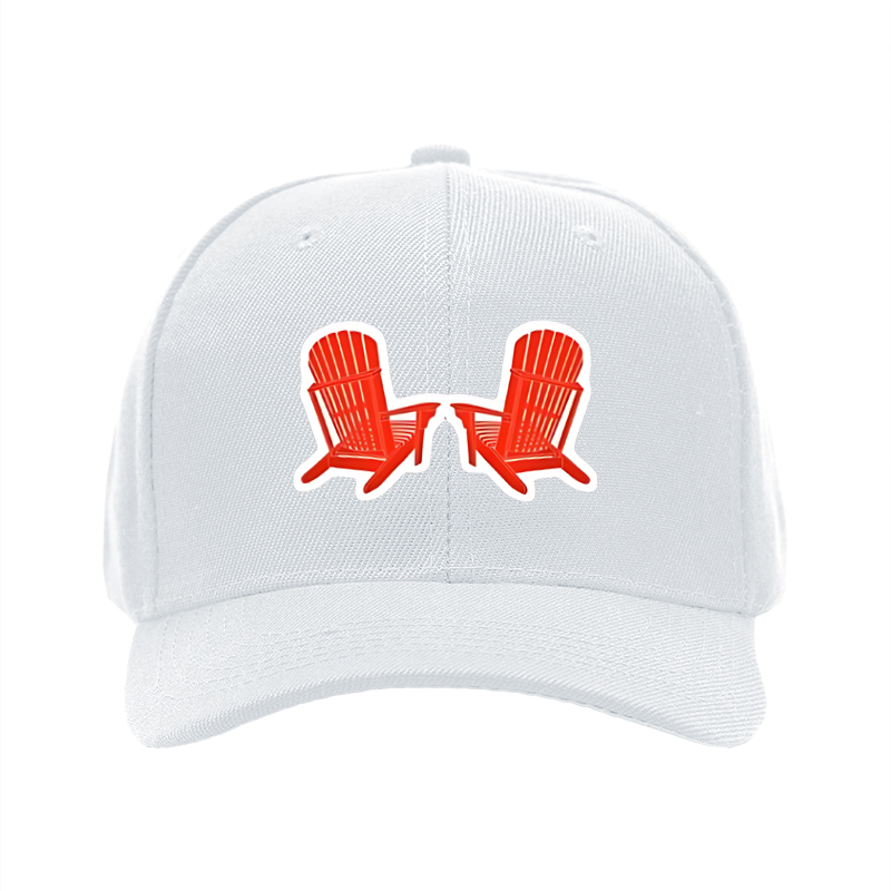 1pc New Baseball Cap with Red Adirondack Chair Print and Text Design Unisex Adjustable Hat for Outdoor Relaxation and Leisure Activities Suitable for Adults Who Love Nature and Casual Style