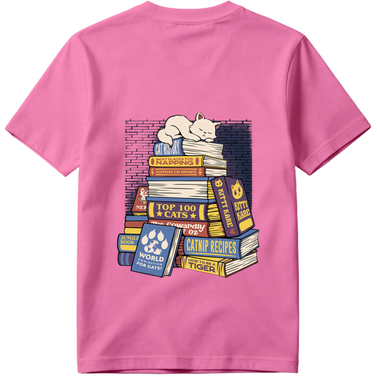 Cat Nap on Book Stack - Tee
