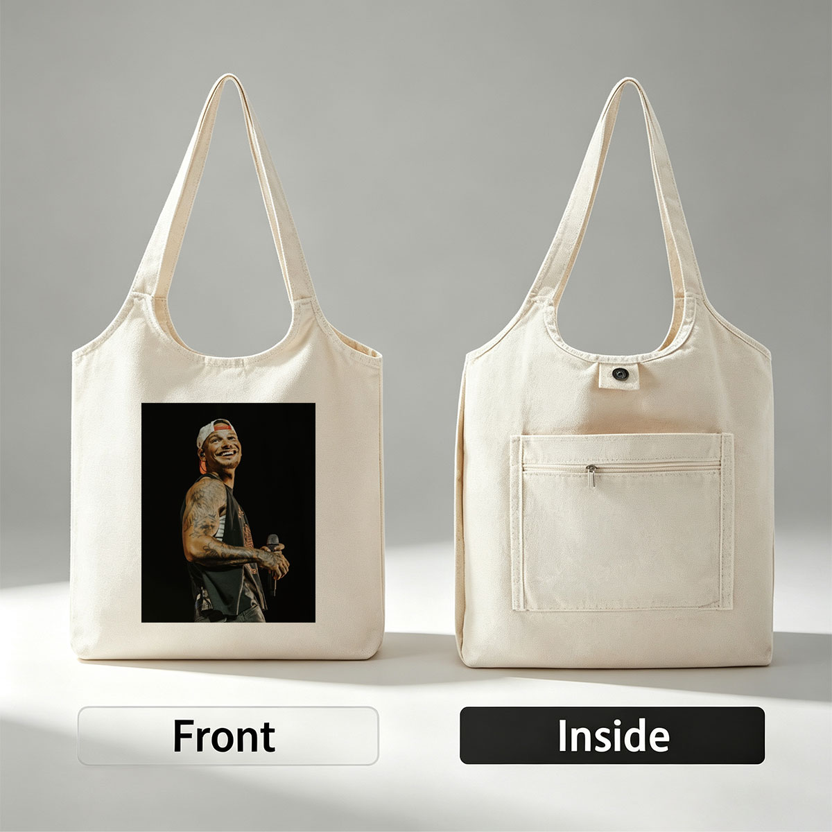 Avicii Performing on Stage with Microphone and Tattooed Arms - Canvas shoulder bags/