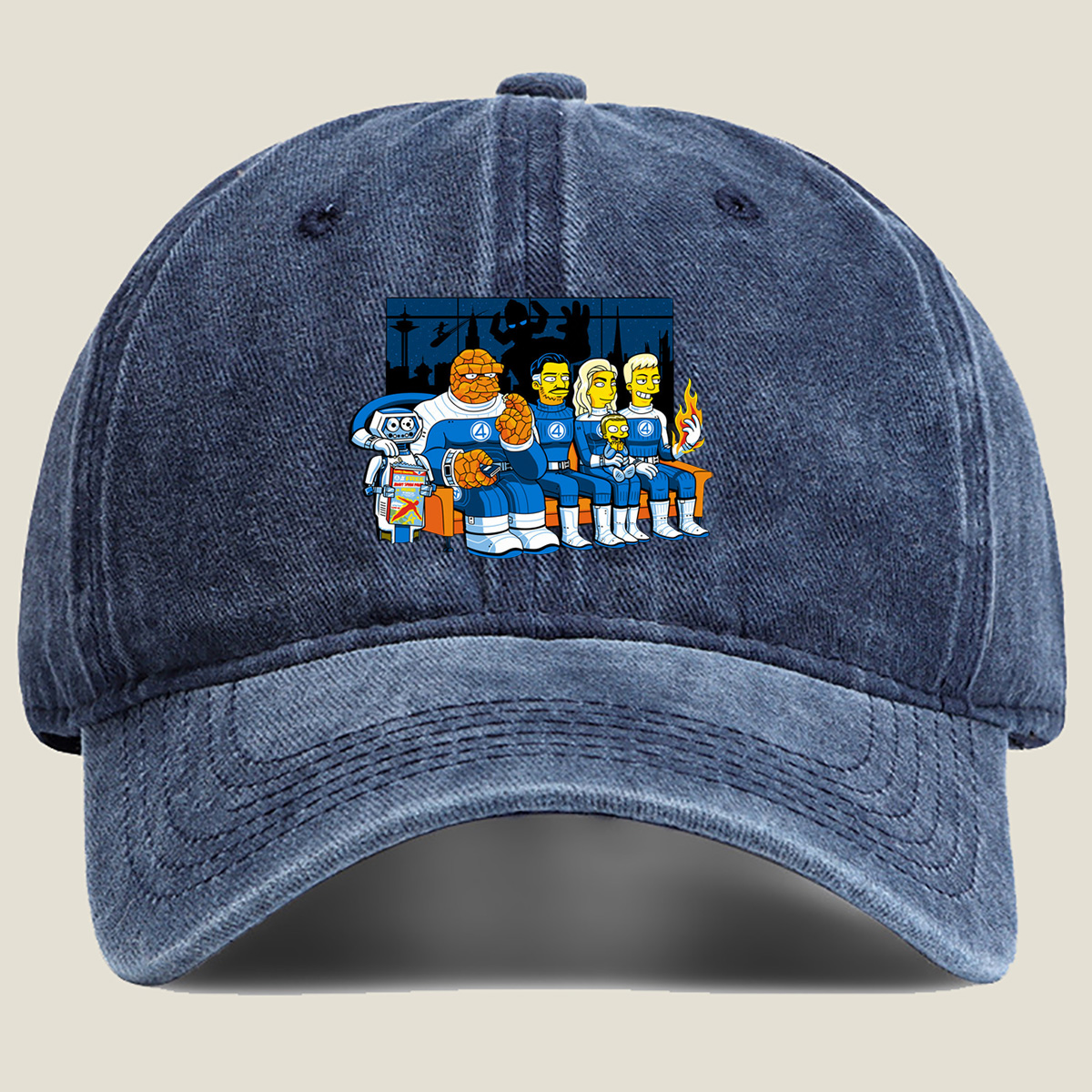 The Simpsons Meet the Fantastic Four - Washed Denim - Baseball Cap