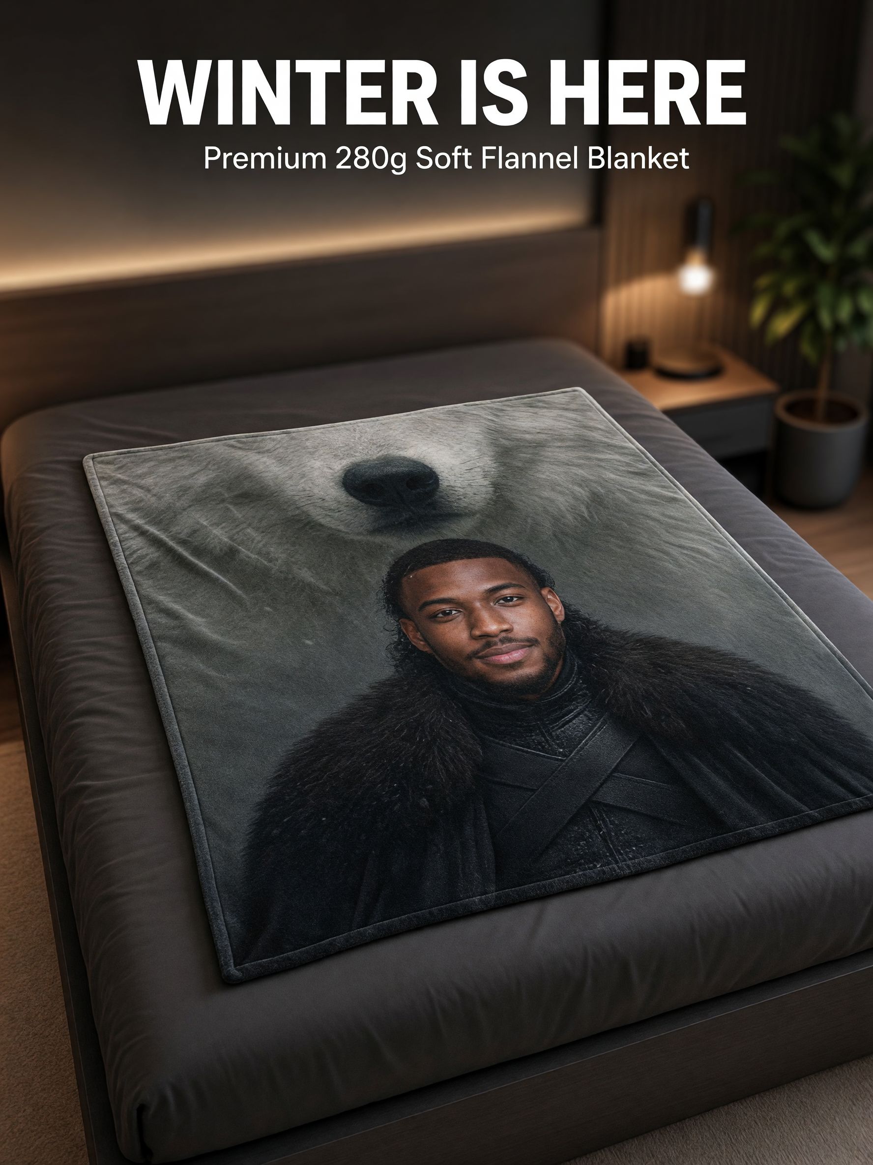 Custom Face Photo Flannel Fleece Blanket Personalized Portrait Throw Ultra Soft Anti-Pilling Cozy Bed Couch Gift