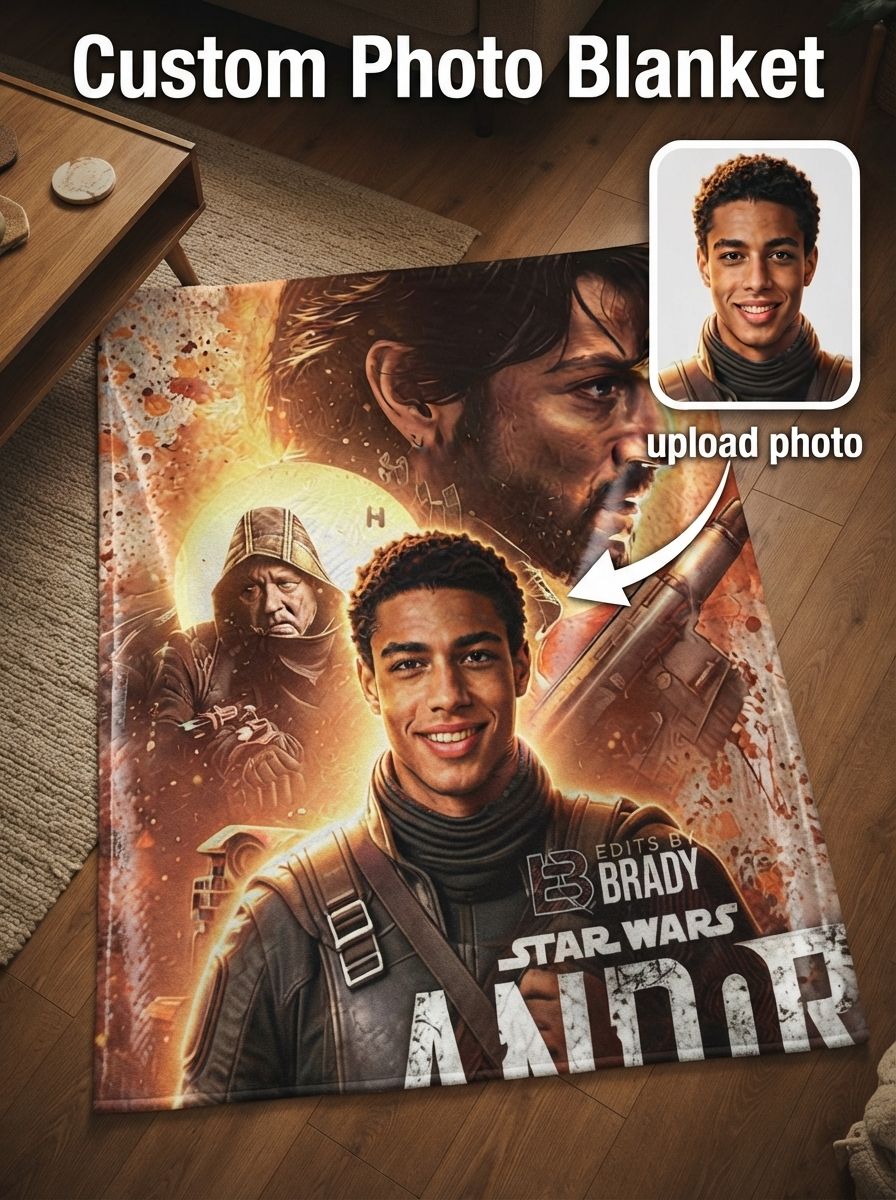 Custom Photo Face Flannel Blanket Personalized Sci-Fi Action Poster Soft Cozy Warm Fleece Throw Blanket Unique Keepsake