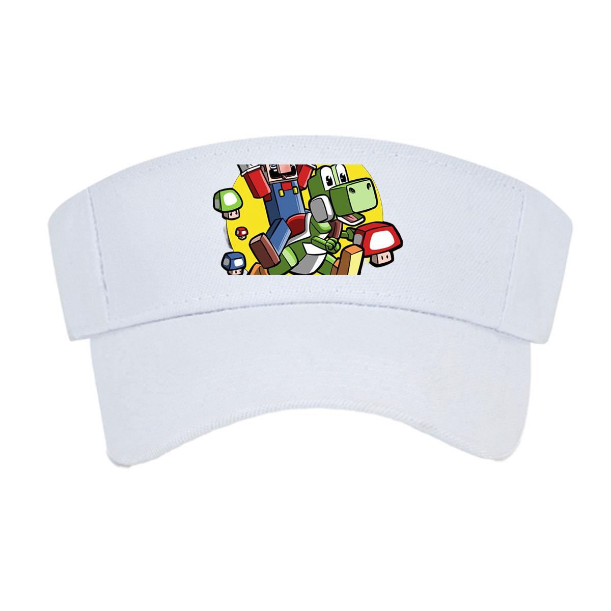Mario and Yoshi in Action with Toad and Mushrooms -  Visor cap