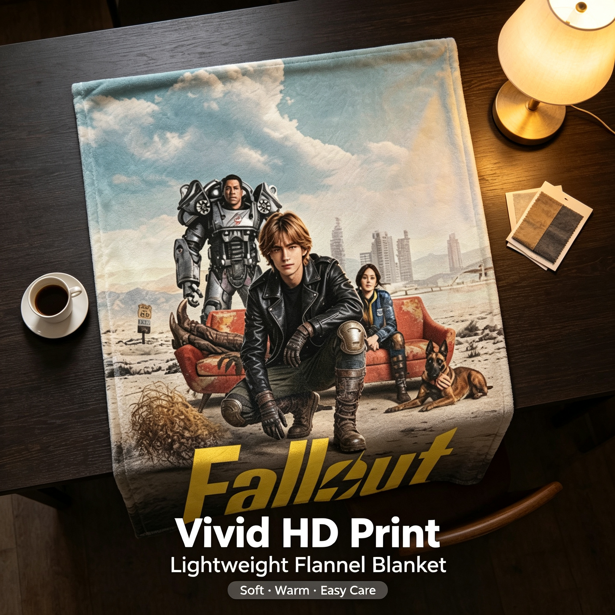 Custom Face Blanket Fallout IP Flannel Blanket for Couch, Bed, or Outdoor Use – Perfect Gift or Giveaway for Fans