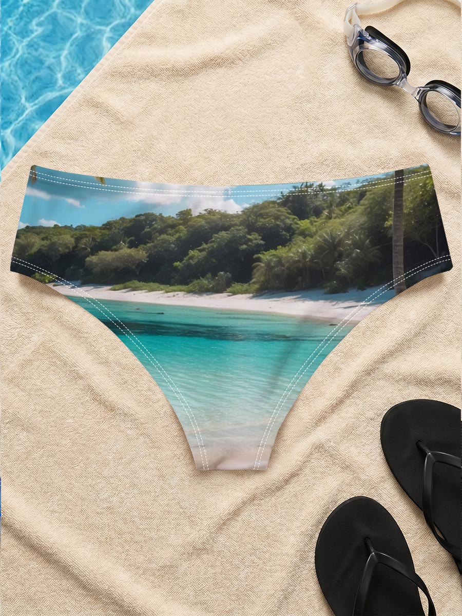 Tropical Beach with Palm Trees and Crystal Clear Water -  Men's swim trunks