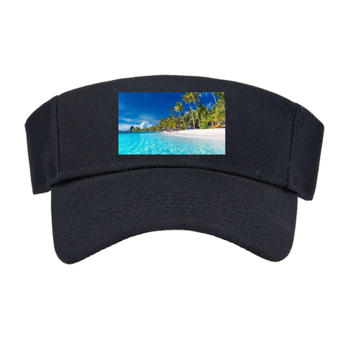 Crystal Clear Waters and Palm Trees on a Tropical Beach -  Visor cap