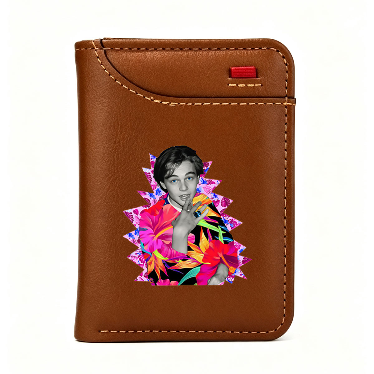 Leonardo DiCaprio in a Vibrant Tropical Floral Design - Vertical Style Wallet
