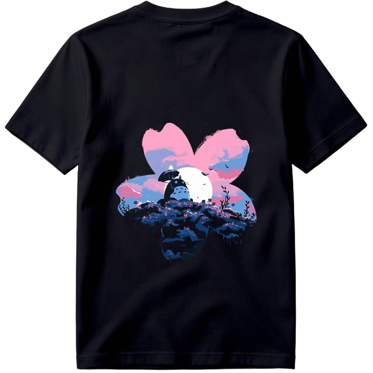 Totoro Under Cherry Blossom Moon - Tee