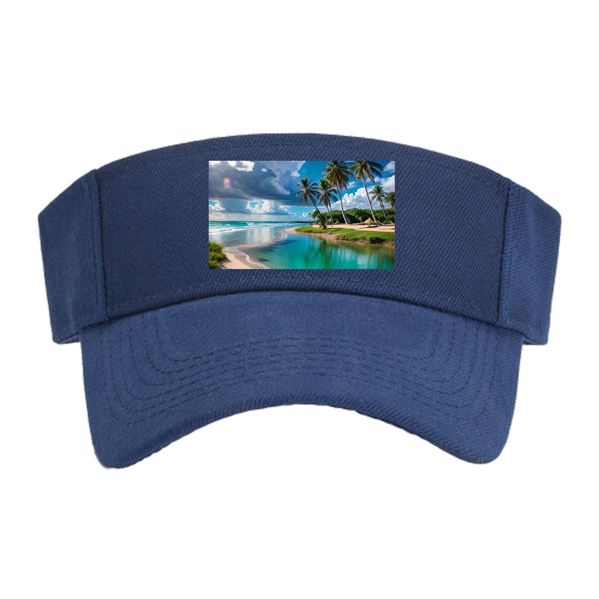 Tropical Beach with Palm Trees and Crystal Clear Water -  Visor cap
