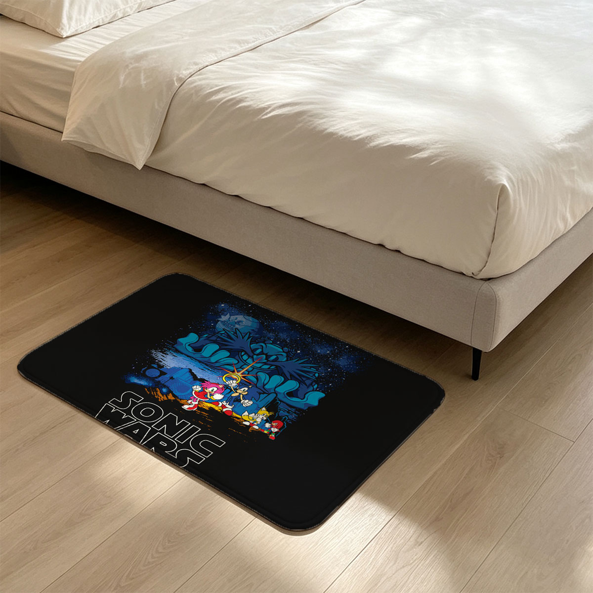 Sonic Wars: Sonic, Amy, Tails, Knuckles vs. Dark Lord in Cosmic Battle - Flannel floor mat