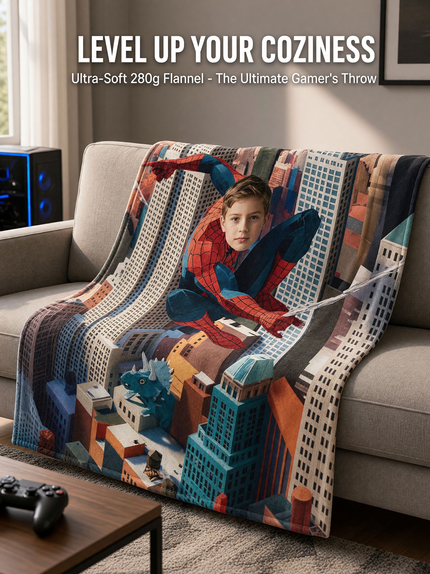 Personalized Superhero Photo Blanket Custom Face Flannel Fleece Throw for Kids and Fans Ideal Unique Birthday Gift