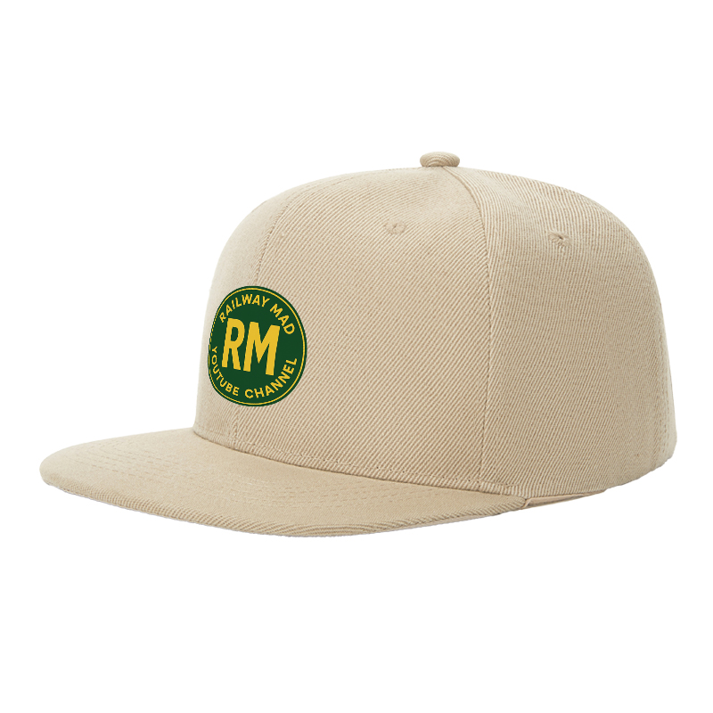 Flat Brim Baseball Cap Railway Mad RM Logo Print Streetwear Underground Skate Style for Basketball Court Street Skate Park Skaters Rappers Urban Players