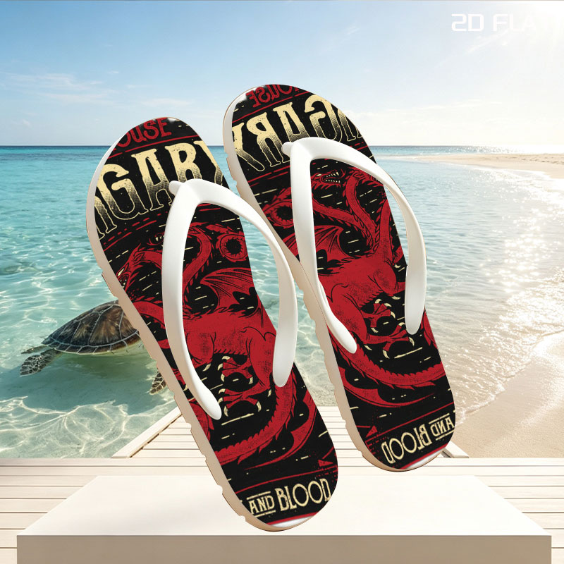 House Targaryen - Fire and Blood, Three-Headed Dragon Symbol -  flip-flops
