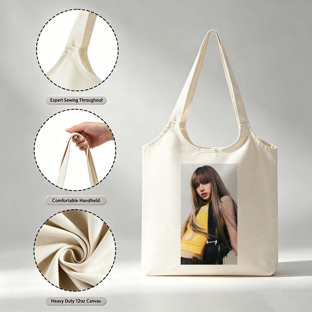 Lisa Blackpink Fashion Shoot in Yellow Crop Top and Black Bag - Canvas shoulder bags/