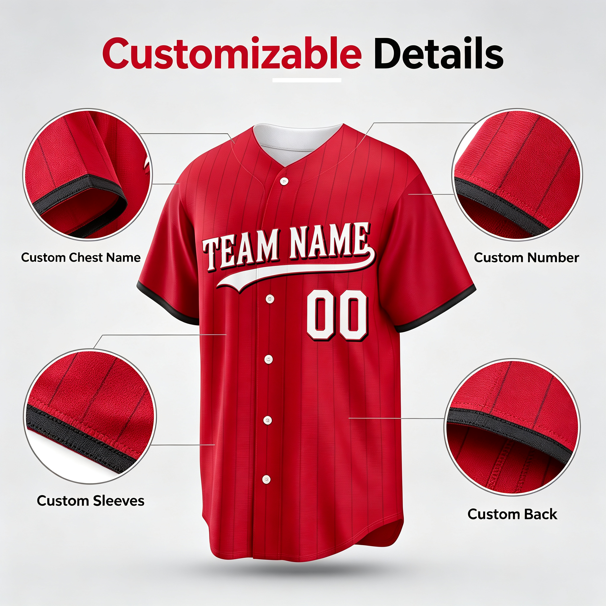 Custom Printed Cincinnati City Connect Style Baseball Jersey Crimson Red Black Trim Button Down Shirt for Men and Women