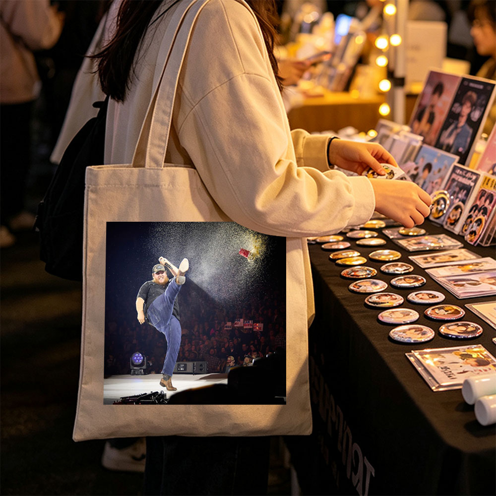 Luke Combs Kicks Can of Confetti on Stage During High-Energy Performance - Canvas tote bags