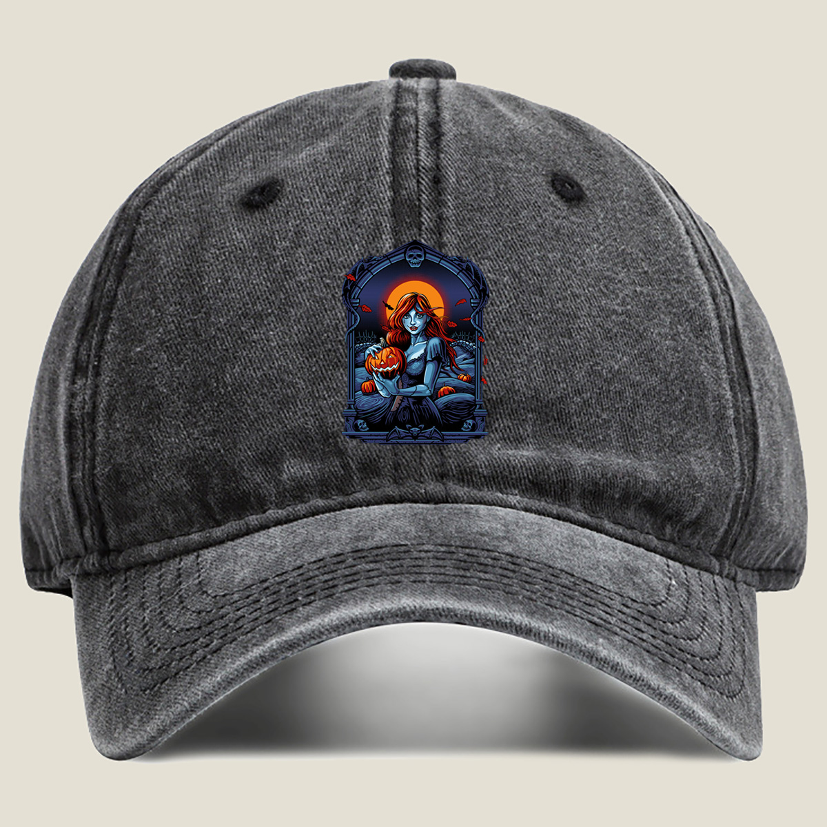 The Nightmare Before Christmas: Sally and Jack's Pumpkin - Washed Denim - Baseball Cap