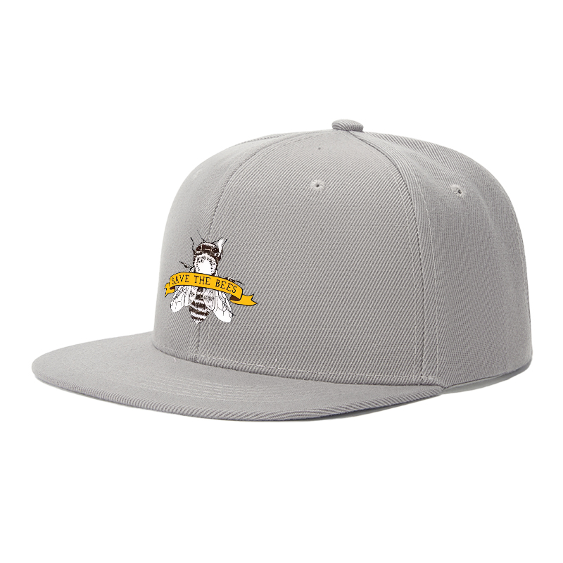 Flat Brim Baseball Cap Save The Bees Bee Graphic Streetwear Underground Skate Style for Basketball Court Skate Park Urban Lifestyle Skaters Rappers Streetwear Enthusiasts