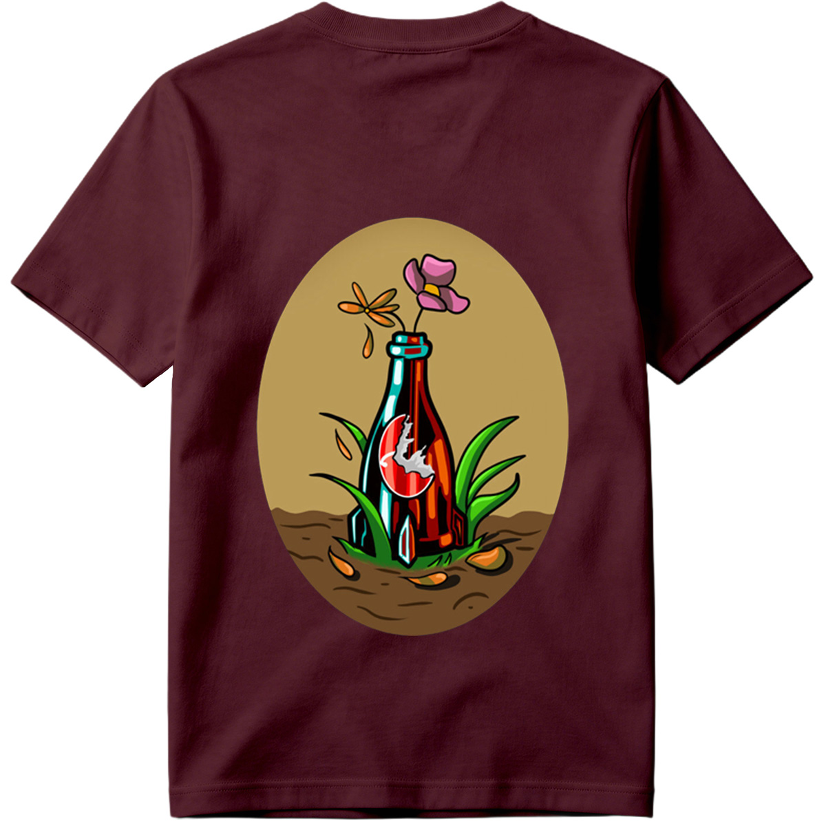 Bottle Garden with Flower and Dragonfly - Tee