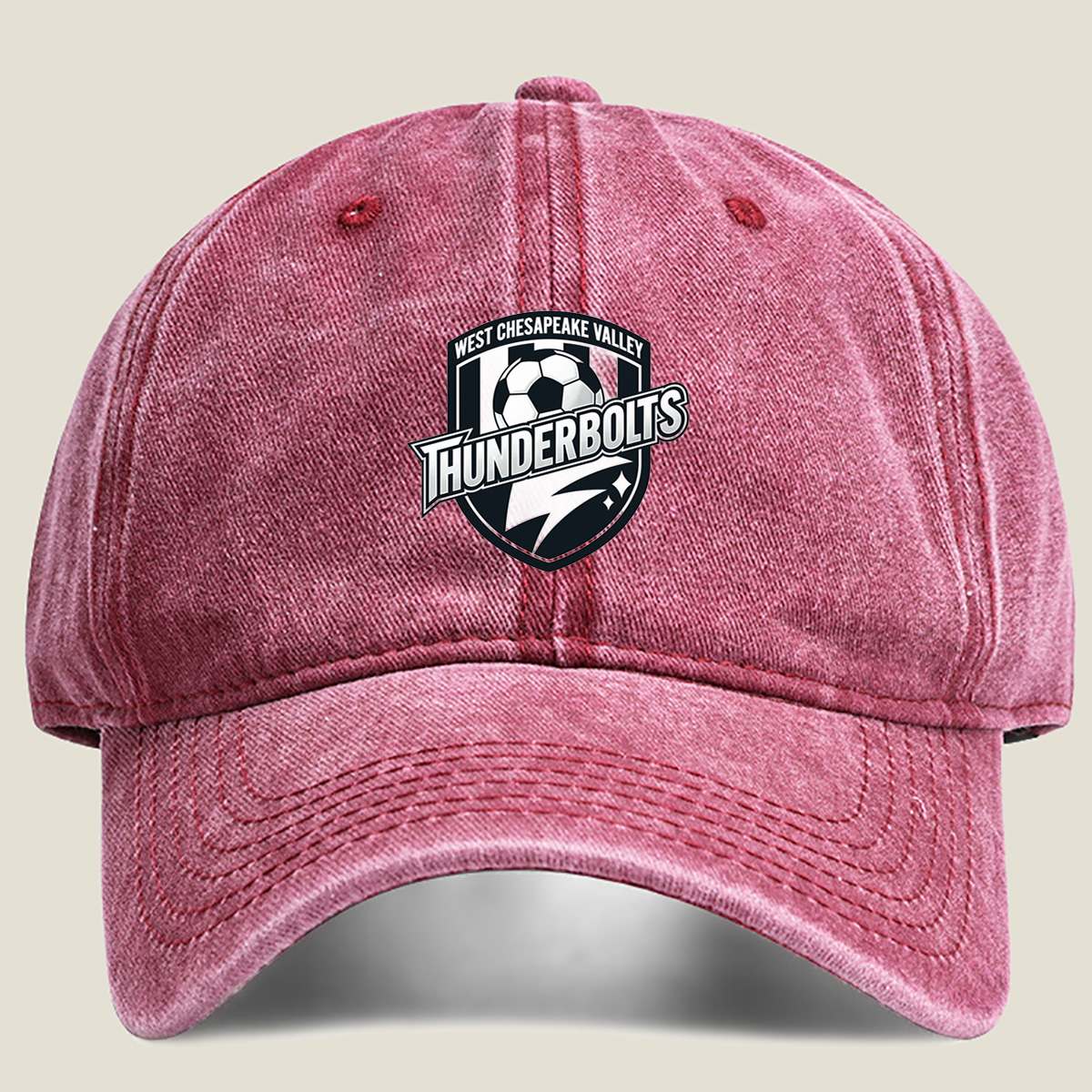 West Chesapeake Valley Thunderbolts Soccer Team Logo - Washed Denim - Baseball Cap