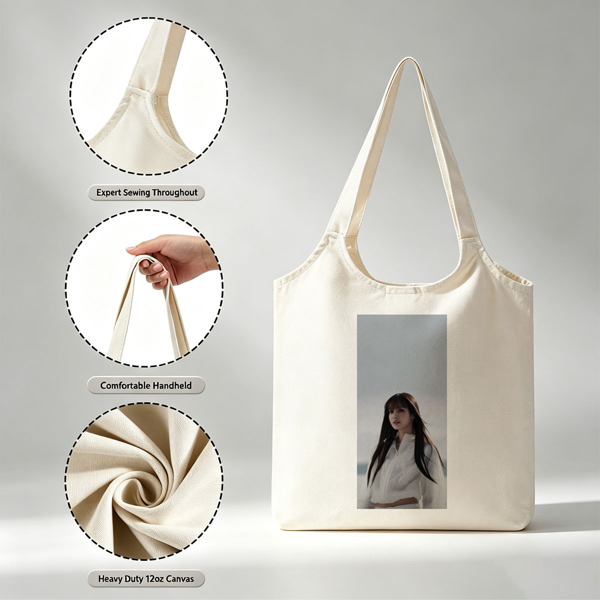 Lisa Blackpink Beach Portrait in White Outfit - Canvas shoulder bags/