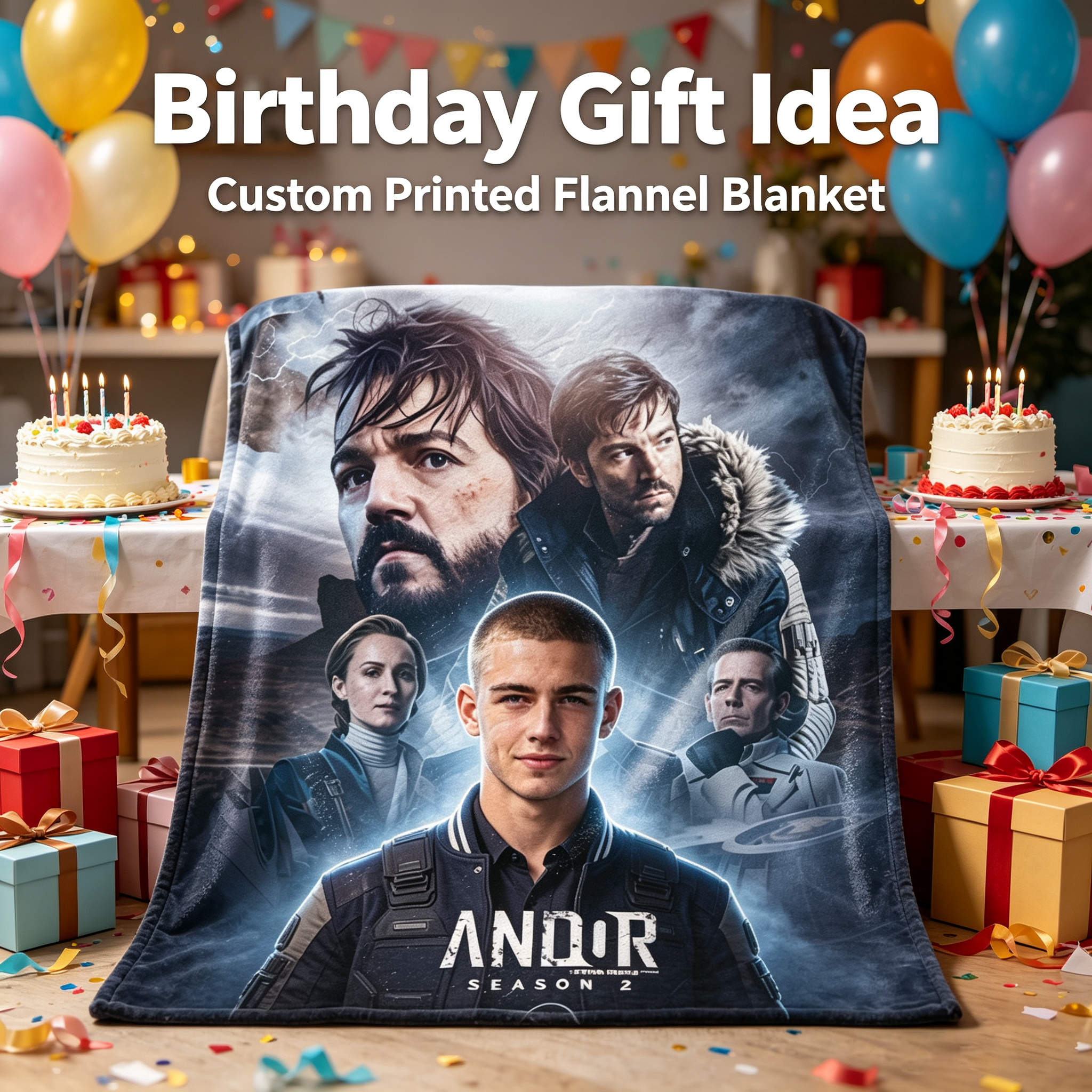 Custom Face Blanket Star Wars Andor Season 2 Flannel Blanket Perfect for Fans Cozy Home Use Gift or Giveaway
