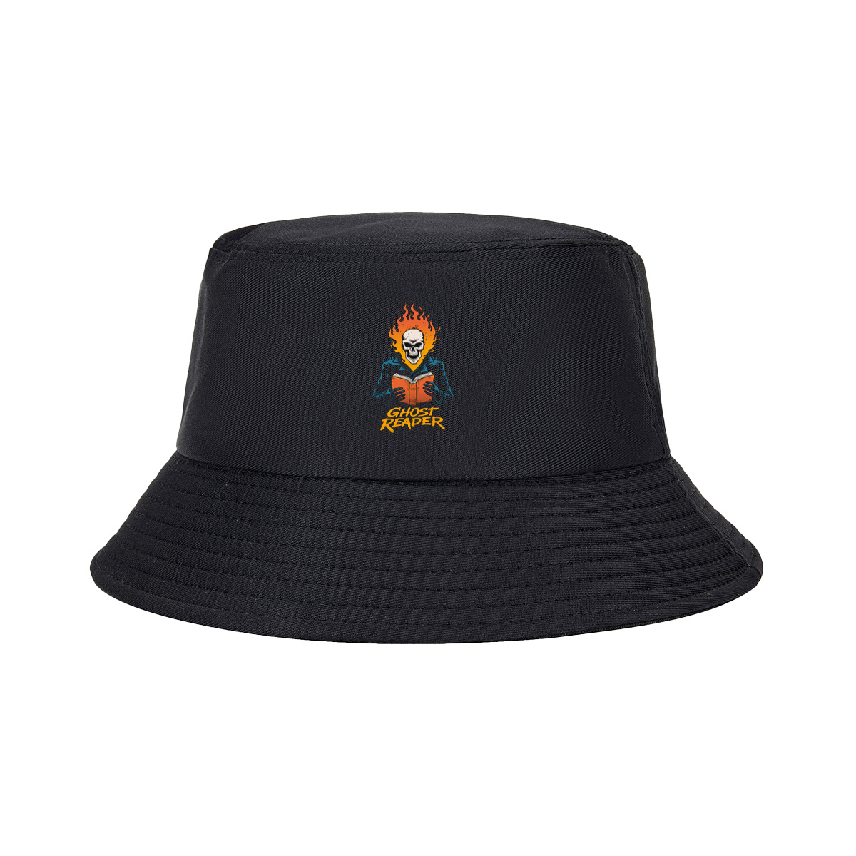 Ghost Reader: Skull with Flames Reading a Book - Fisherman's Hat