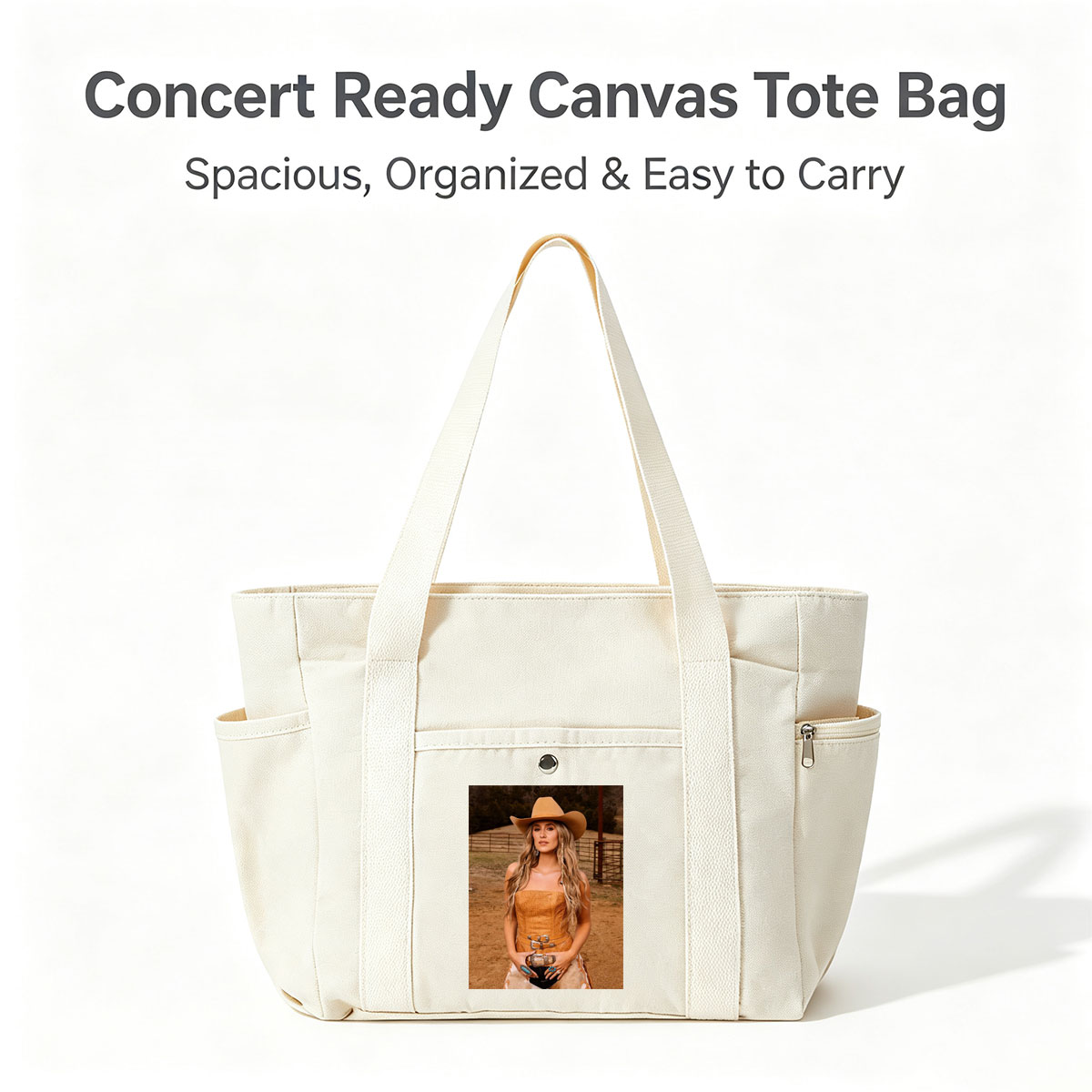 Paris Hilton in Cowboy Chic: Wearing a Tan Hat and Embroidered Corset Outfit on a Ranch - Multi-pocket bags