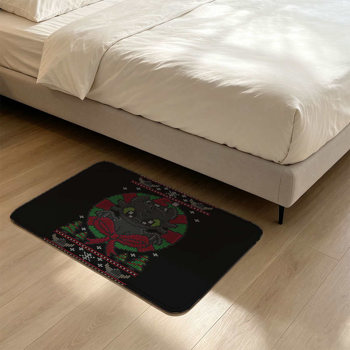 Baby Yoda Christmas Sweater Design - Flannel floor mat