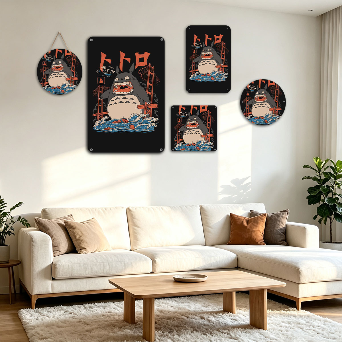Totoro in a Storm with Ladder and Helicopter - painting