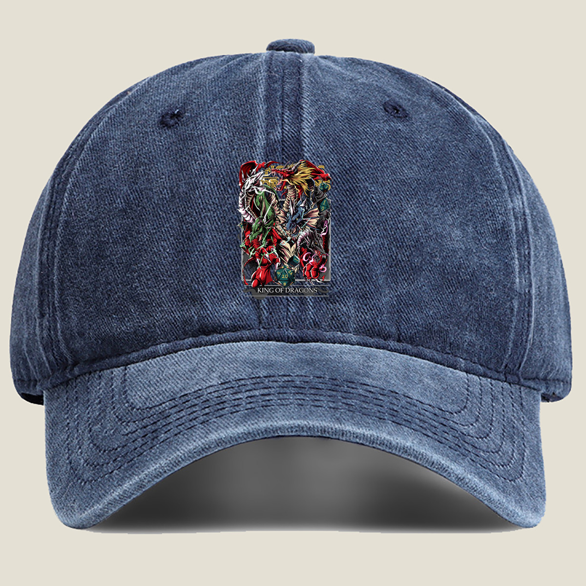 King of Dragons: Multicolored Dragon Ensemble - Washed Denim - Baseball Cap